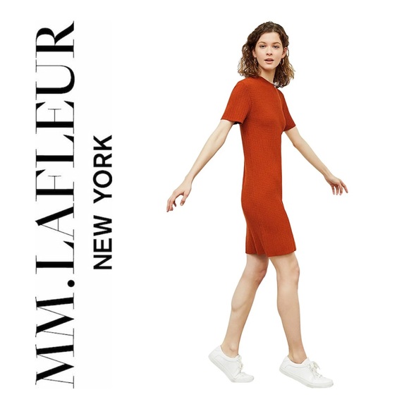 M.M.LaFleur Hayden Dress - GeoStretch In Burnt Orange Size XL - Picture 2 of 10